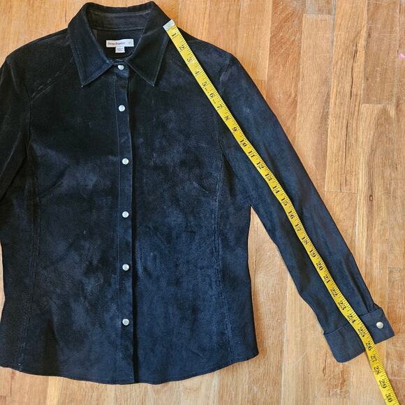 New Frontier Black Suede Western Moto Shirt Jacket‎ Size 12 Snap Front - Picture 8 of 16